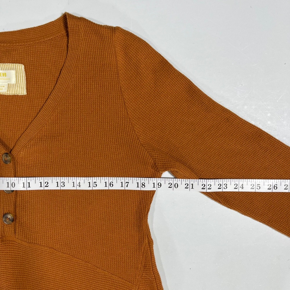 Maeve Fairy Grunge Asymmetrical Thermal Waffle Knit Henley Top Women Medium Boho - Picture 6 of 9